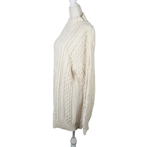 Vintage 90s Renee Hauer Cream Cable Knit Cotton Tunic Sweater XL - Picture 3 of 7